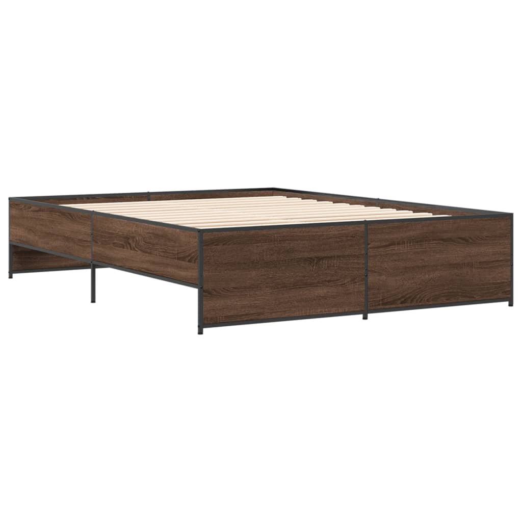 sengestel 140x200 cm konstrueret træ og metal brun egetræ