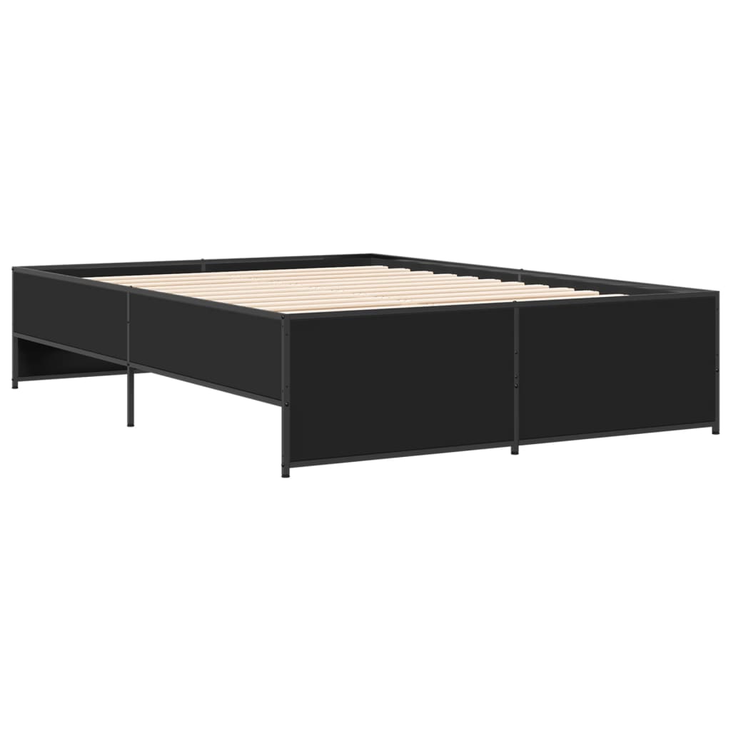 sengestel 120x200 cm konstrueret træ og metal sort