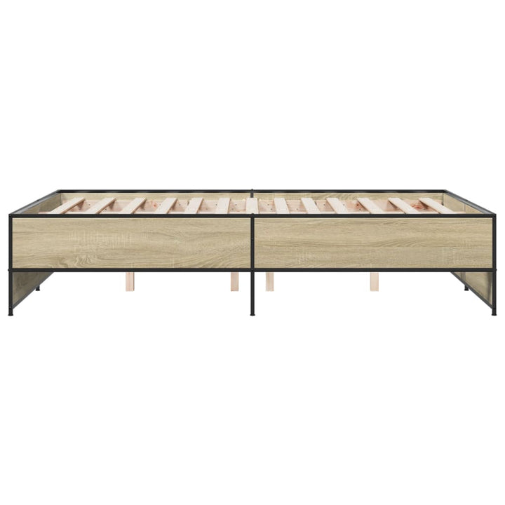 sengestel 120x200 cm konstrueret træ og metal sonoma-eg