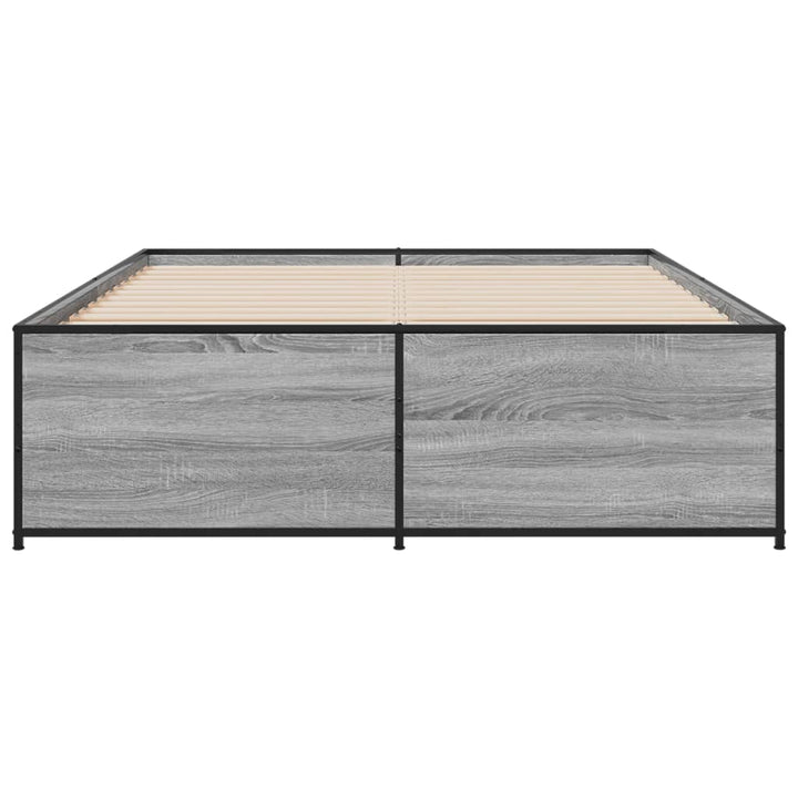 sengestel 120x200 cm konstrueret træ og metal grå sonoma-eg