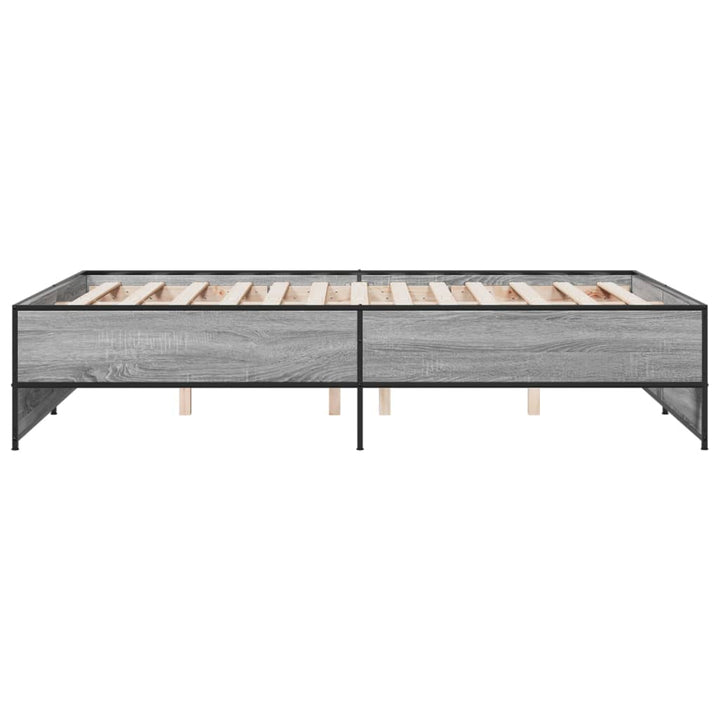 sengestel 120x200 cm konstrueret træ og metal grå sonoma-eg