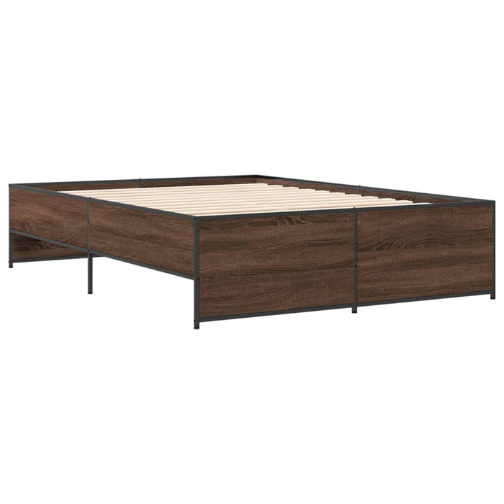 sengestel 120x200 cm konstrueret træ og metal brun egetræ