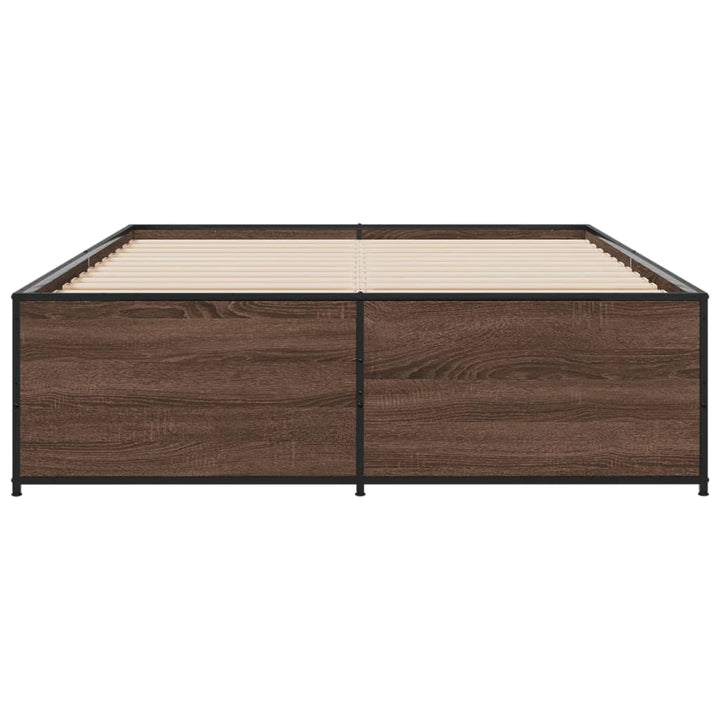 sengestel 120x200 cm konstrueret træ og metal brun egetræ