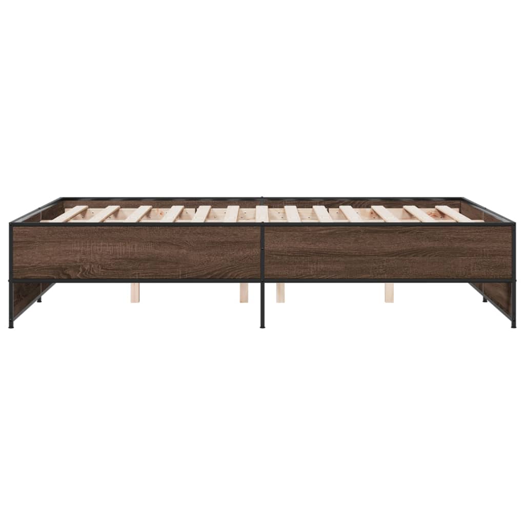 sengestel 120x200 cm konstrueret træ og metal brun egetræ