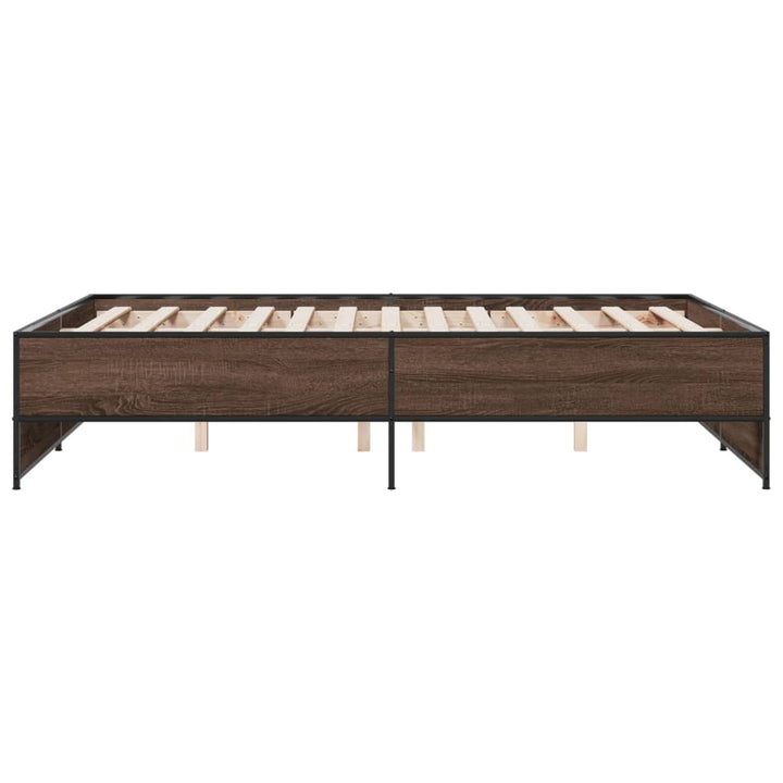 sengestel 120x200 cm konstrueret træ og metal brun egetræ
