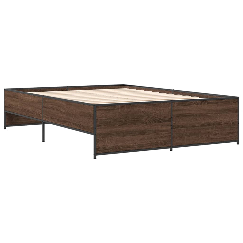 sengestel 120x200 cm konstrueret træ og metal brun egetræ