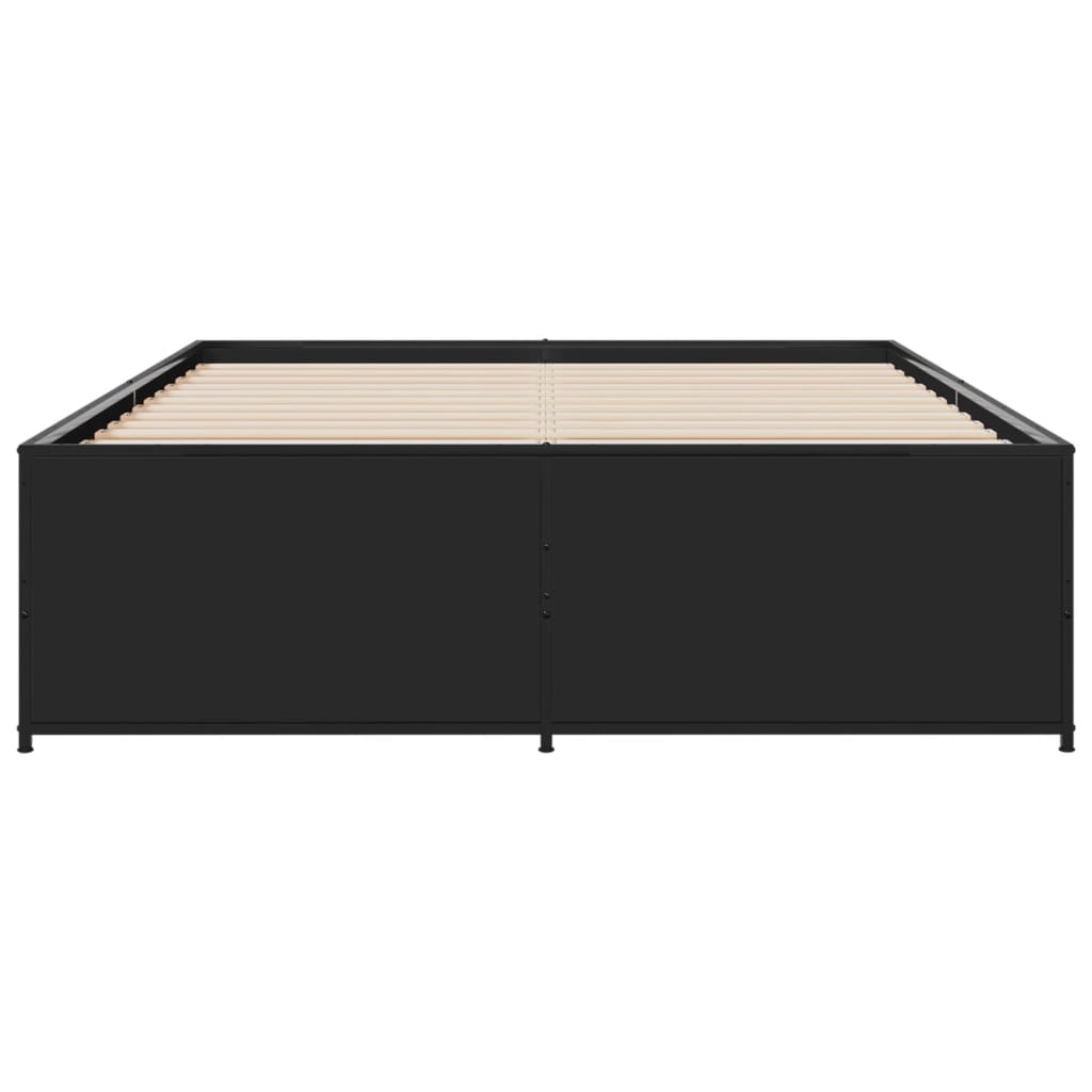 sengestel 140x190 cm konstrueret træ og metal sort