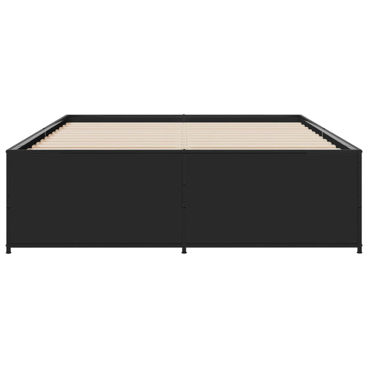 sengestel 140x190 cm konstrueret træ og metal sort