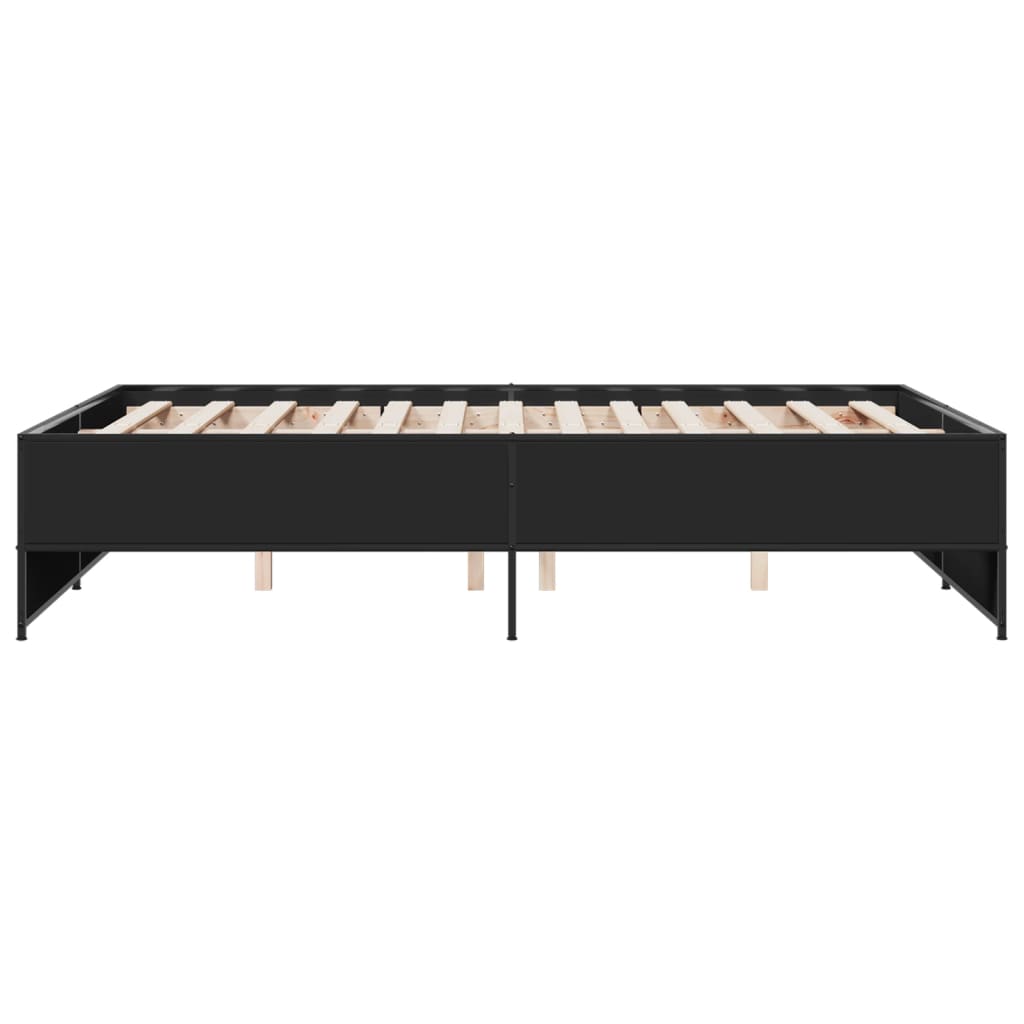 sengestel 140x190 cm konstrueret træ og metal sort
