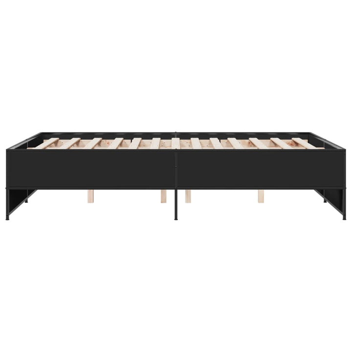 sengestel 140x190 cm konstrueret træ og metal sort
