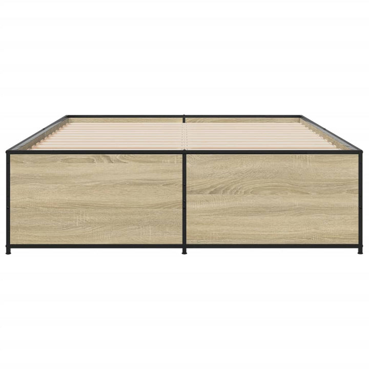 sengestel 140x190 cm konstrueret træ og metal sonoma-eg