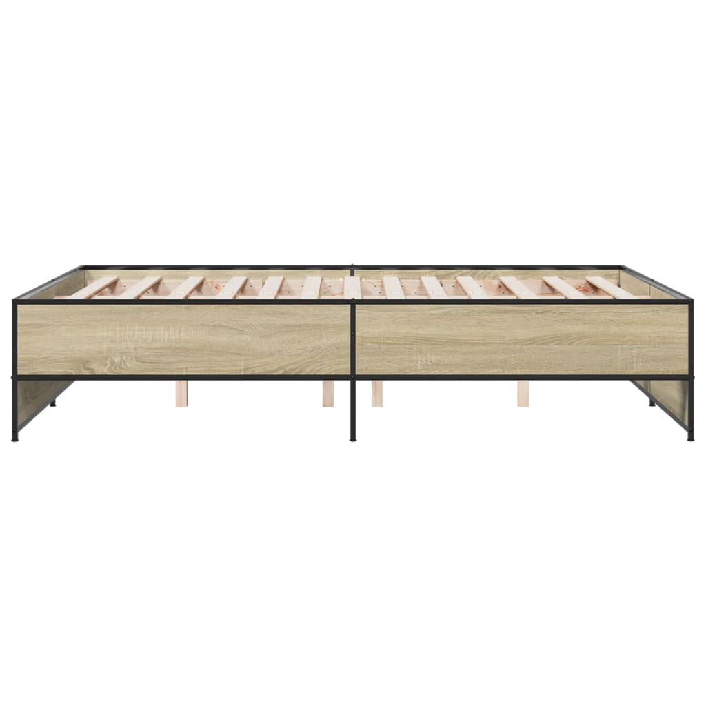 sengestel 140x190 cm konstrueret træ og metal sonoma-eg