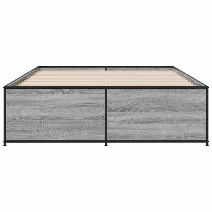 sengestel 140x190 cm konstrueret træ og metal grå sonoma-eg