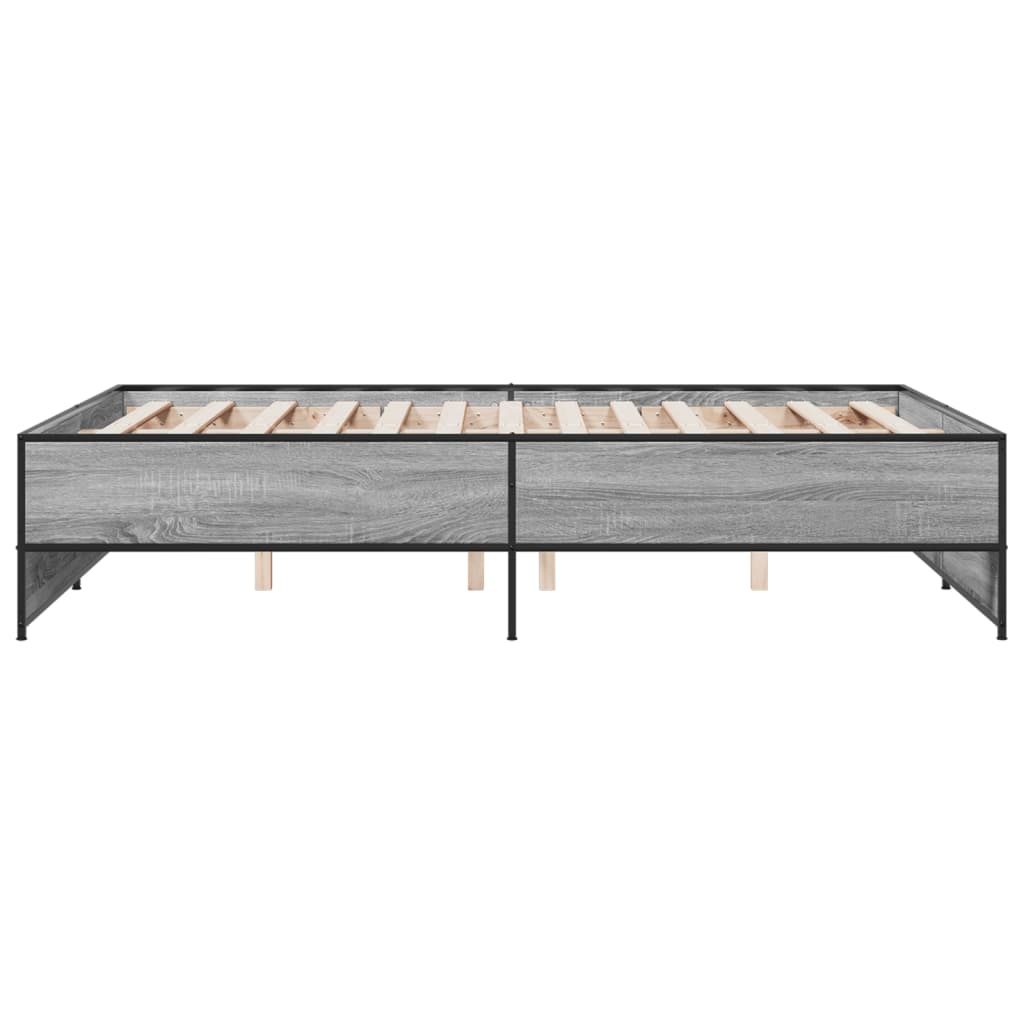sengestel 140x190 cm konstrueret træ og metal grå sonoma-eg