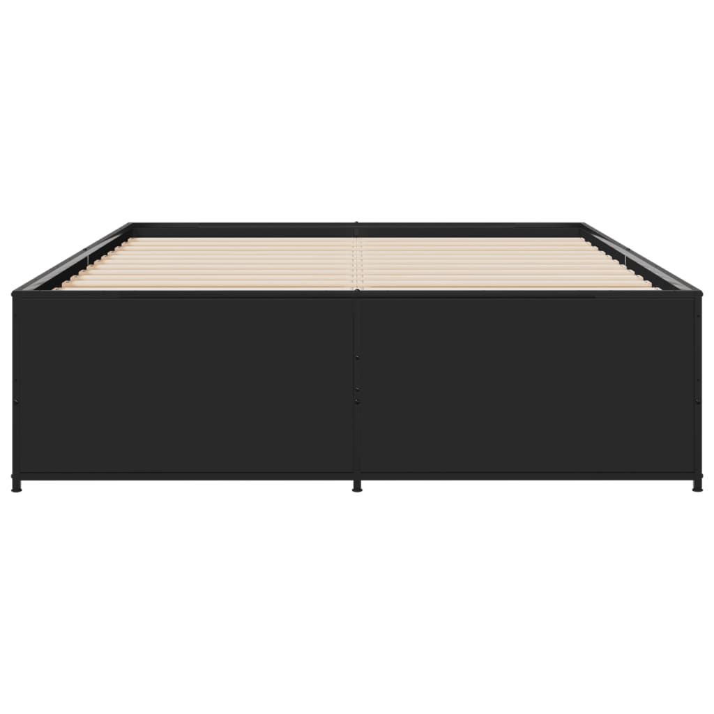 sengestel 135x190 cm konstrueret træ og metal sort