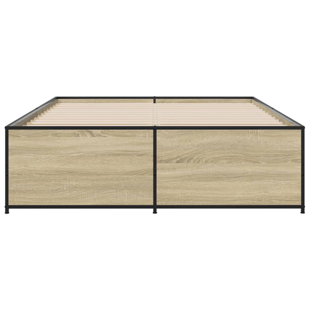 sengestel 135x190 cm konstrueret træ og metal sonoma-eg