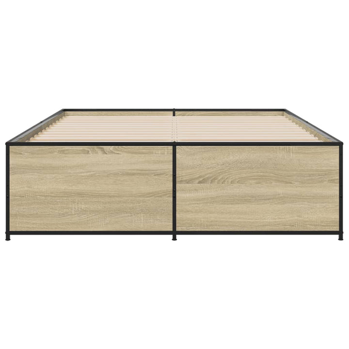 sengestel 135x190 cm konstrueret træ og metal sonoma-eg