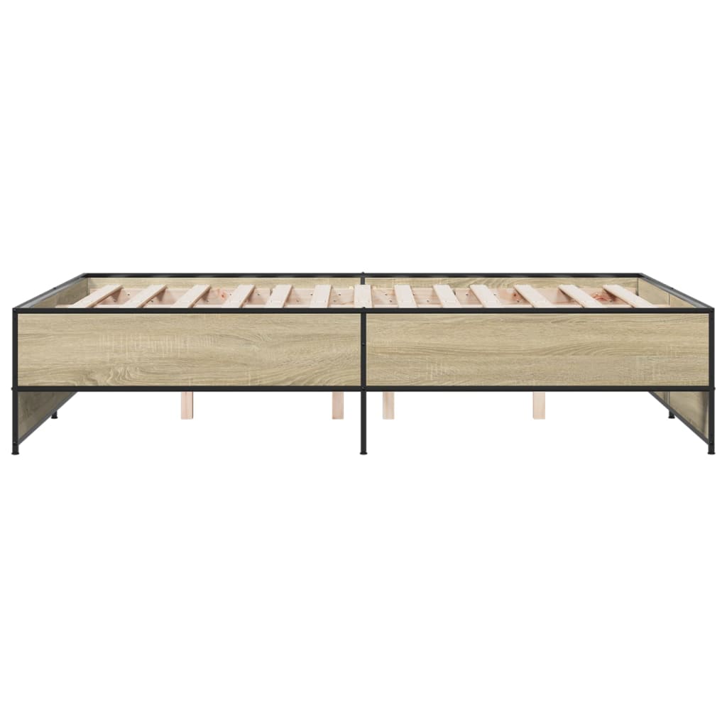 sengestel 135x190 cm konstrueret træ og metal sonoma-eg