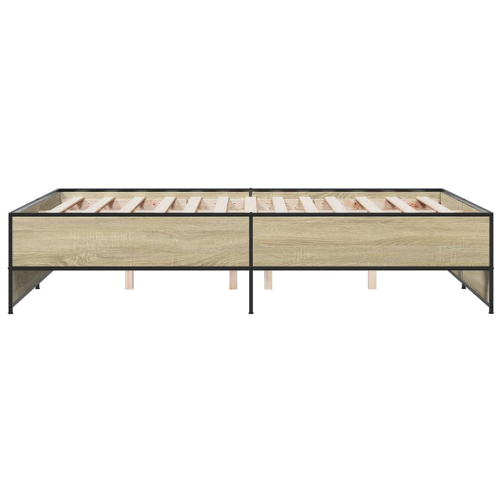 sengestel 135x190 cm konstrueret træ og metal sonoma-eg