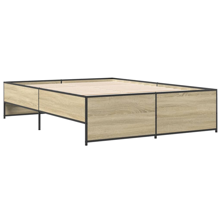 sengestel 135x190 cm konstrueret træ og metal sonoma-eg
