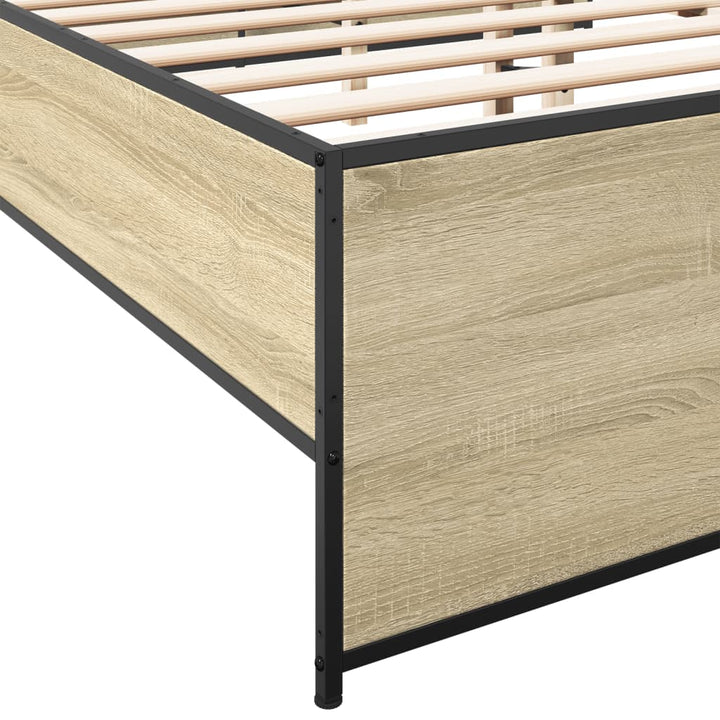 sengestel 135x190 cm konstrueret træ og metal sonoma-eg