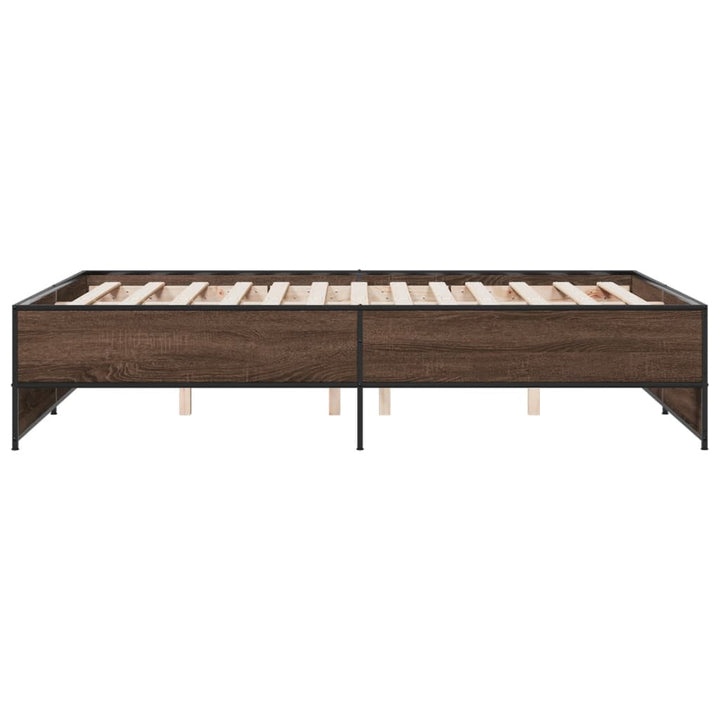 sengestel 135x190 cm konstrueret træ og metal brun egetræsfarve