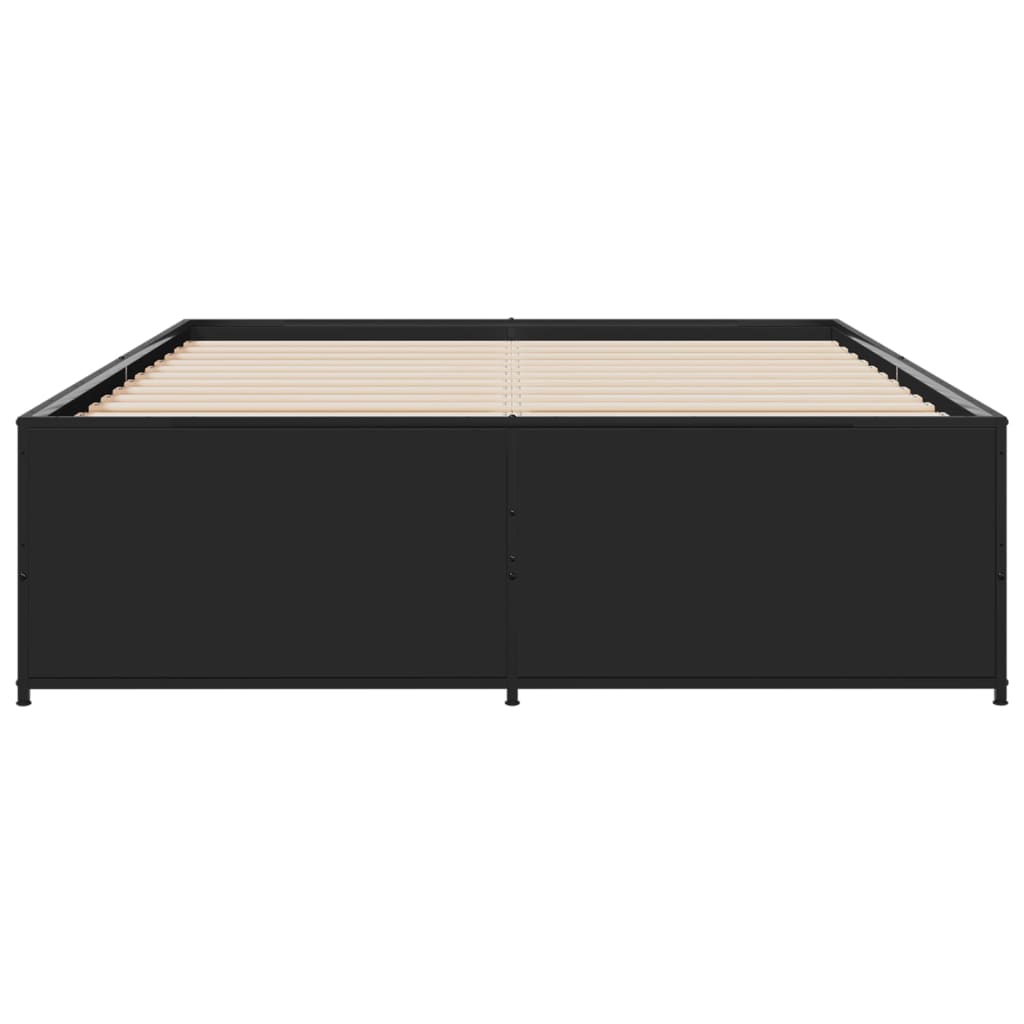 sengestel 120x190 cm konstrueret træ og metal sort