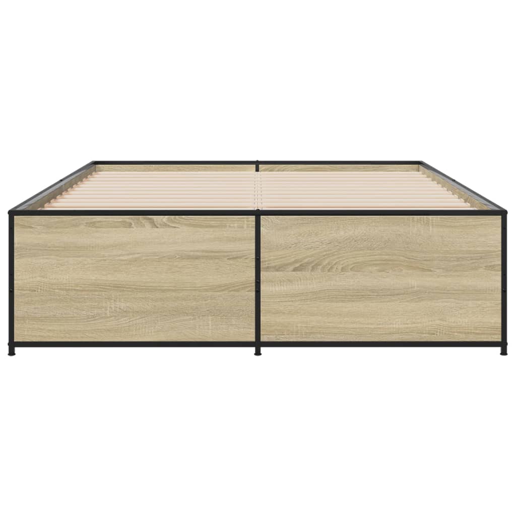 sengestel 120x190 cm konstrueret træ og metal sonoma-eg