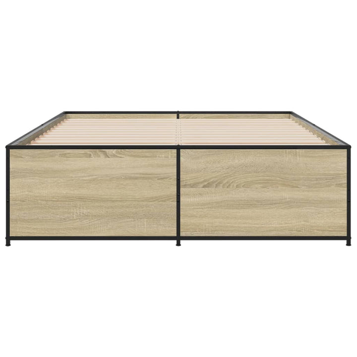 sengestel 120x190 cm konstrueret træ og metal sonoma-eg
