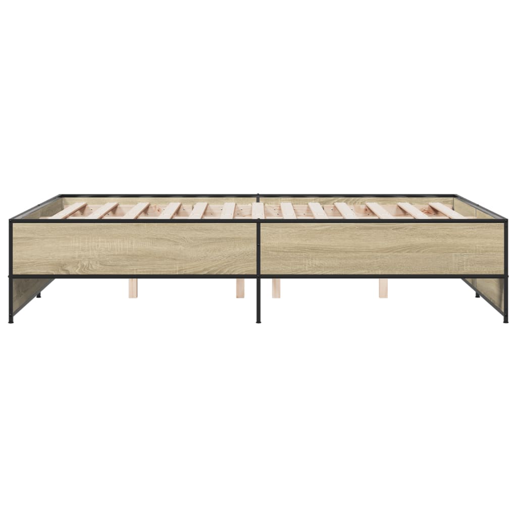 sengestel 120x190 cm konstrueret træ og metal sonoma-eg