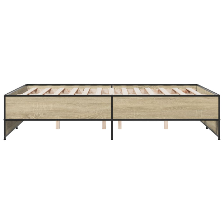 sengestel 120x190 cm konstrueret træ og metal sonoma-eg