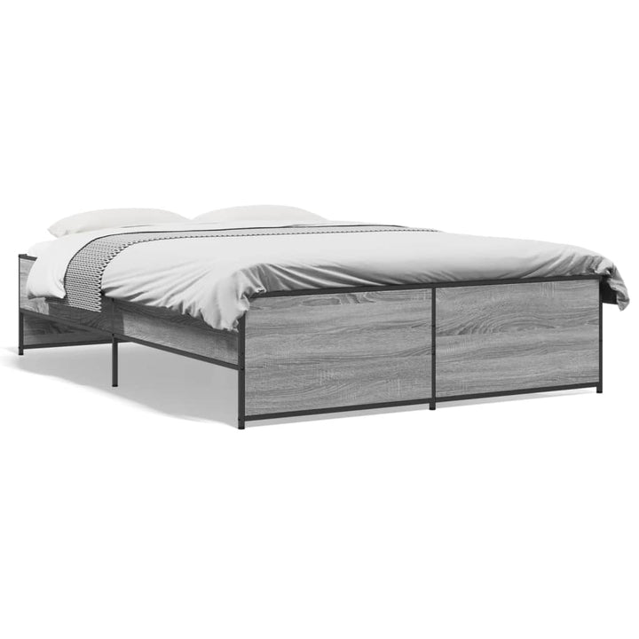 sengestel 120x190 cm konstrueret træ og metal grå sonoma-eg