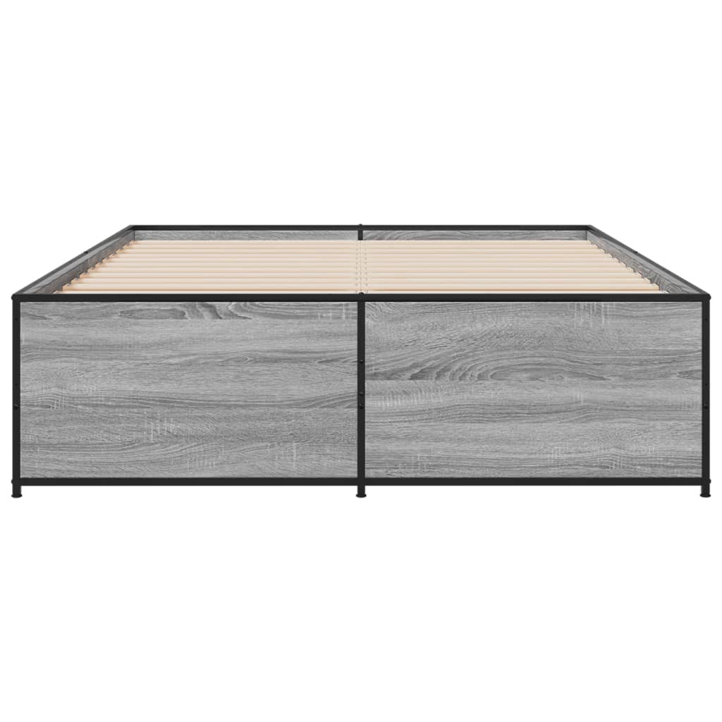 sengestel 120x190 cm konstrueret træ og metal grå sonoma-eg