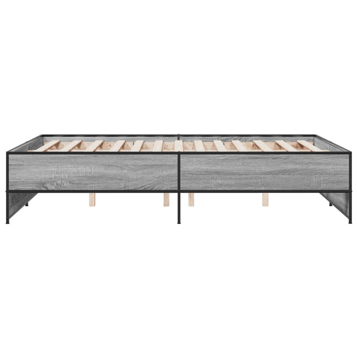 sengestel 120x190 cm konstrueret træ og metal grå sonoma-eg