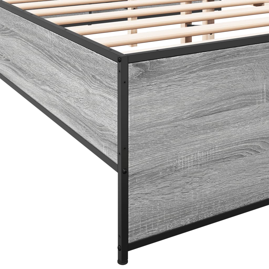 sengestel 120x190 cm konstrueret træ og metal grå sonoma-eg