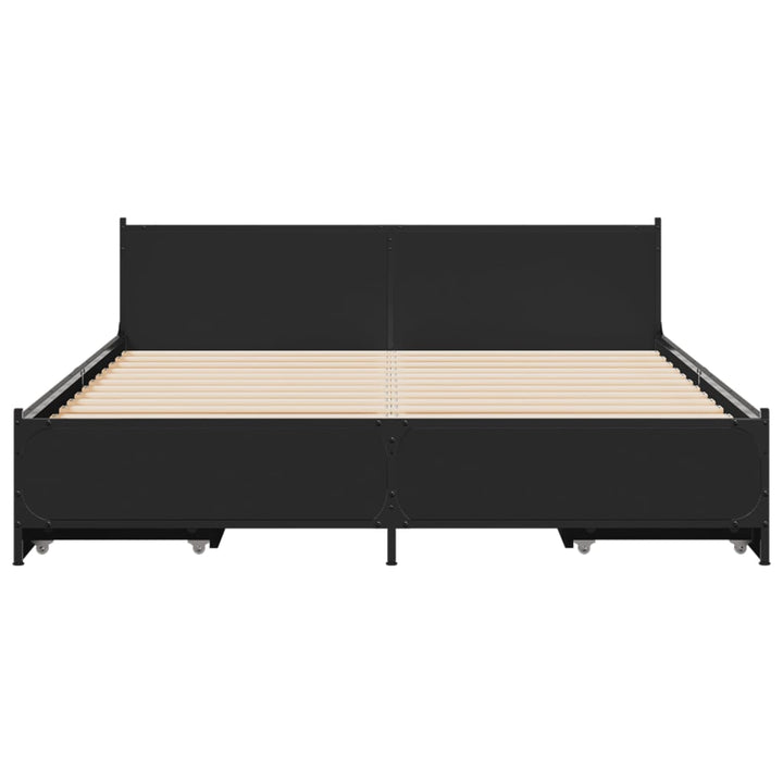 sengeramme med skuffer 135x190 cm konstrueret træ sort