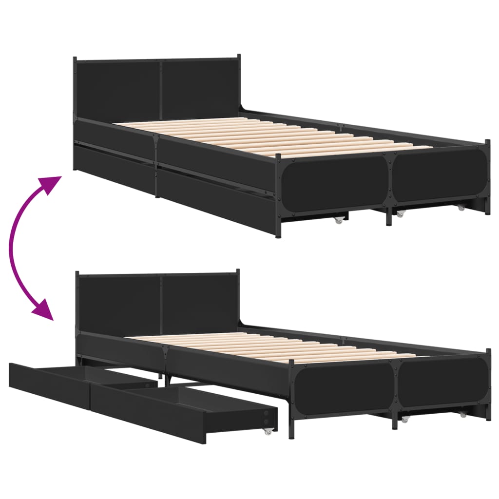 sengeramme 90x200 cm konstrueret træ sort