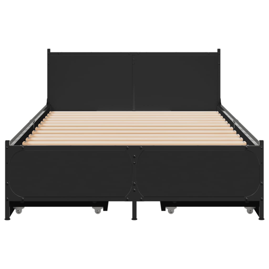 sengeramme med skuffer 75x190 cm konstrueret træ sort