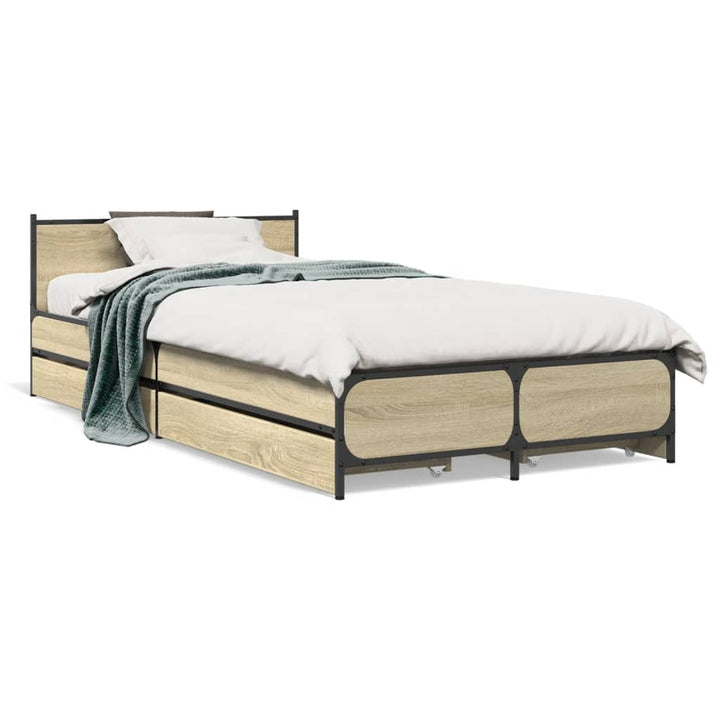 sengeramme med skuffer 75x190 cm konstrueret træ sonoma-eg