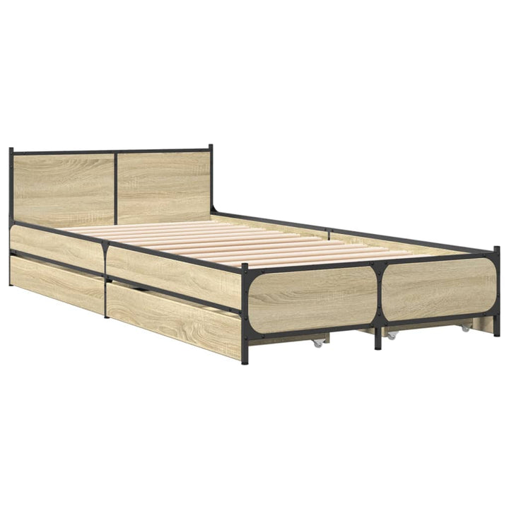 sengeramme med skuffer 75x190 cm konstrueret træ sonoma-eg