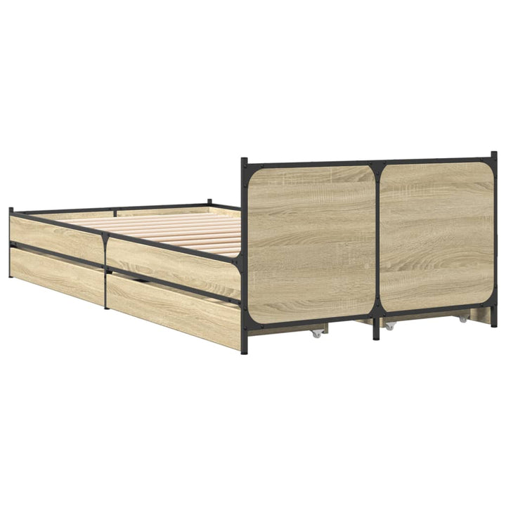 sengeramme med skuffer 75x190 cm konstrueret træ sonoma-eg