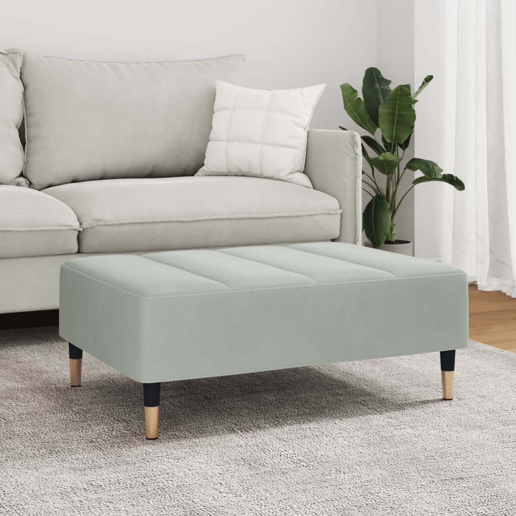 fodskammel 77x55x31 cm velour lysegrå