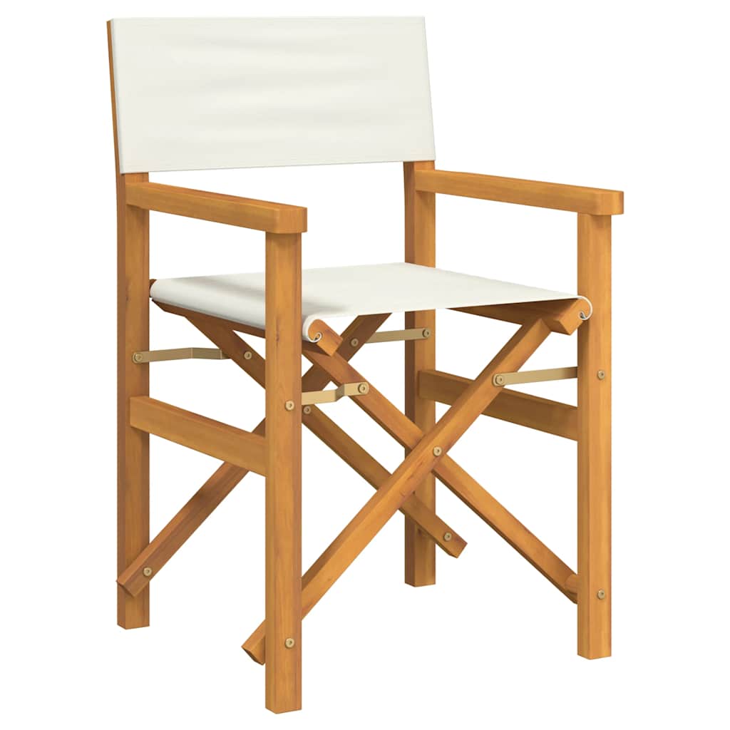 klappelig instruktørstol cremefarvet massivt træ teak