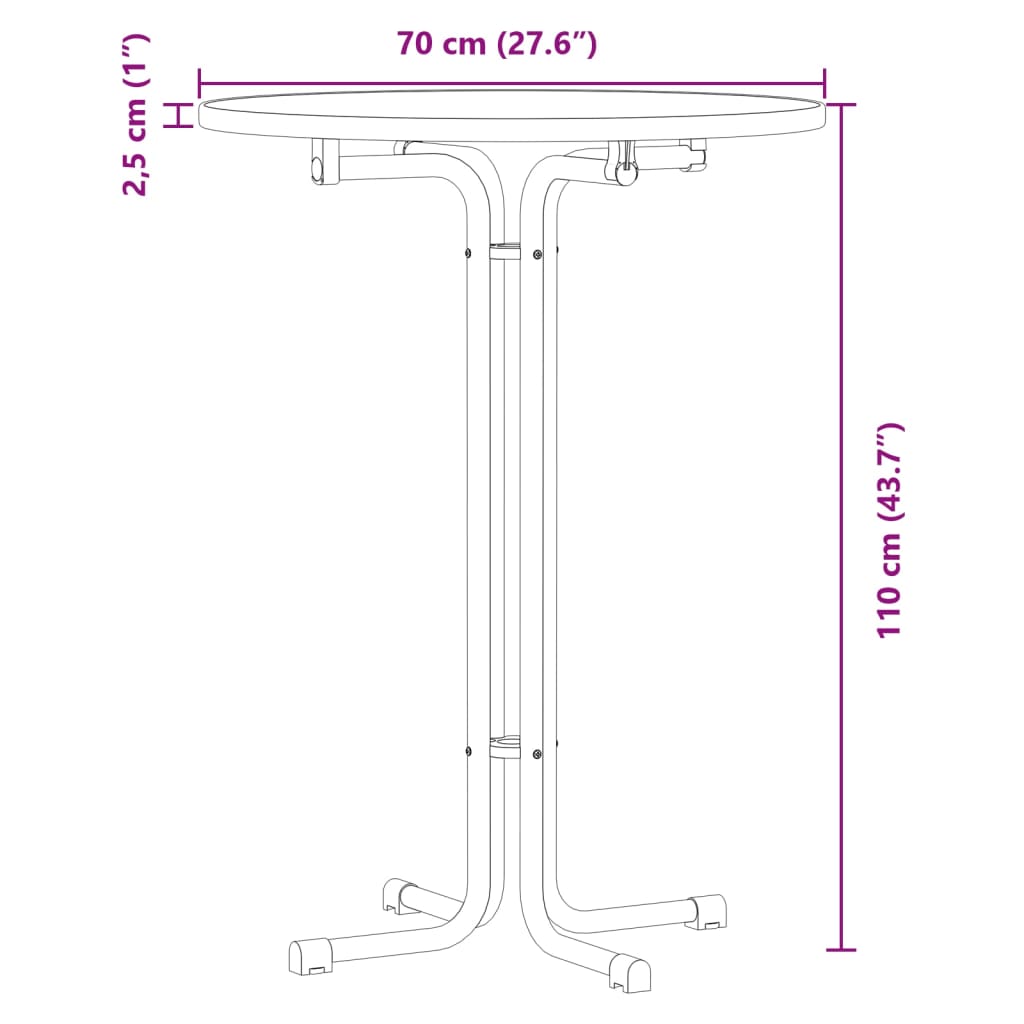barbord Ø70x110 cm konstrueret træ og stål