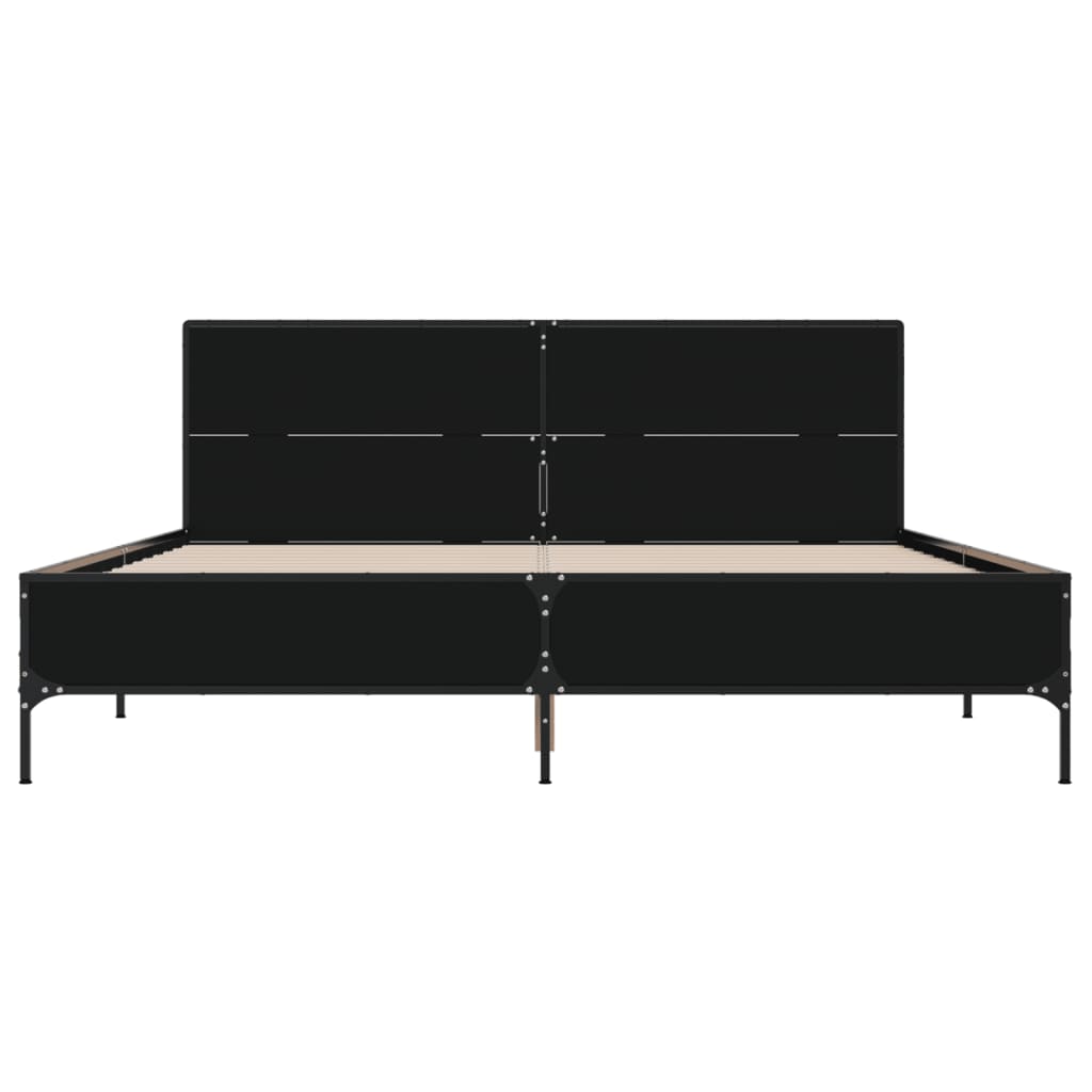 sengestel 120x200 cm konstrueret træ og metal sort