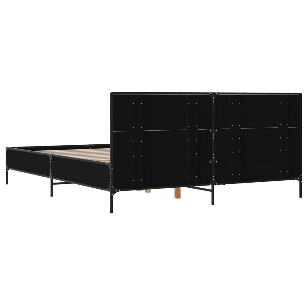 sengestel 120x200 cm konstrueret træ og metal sort