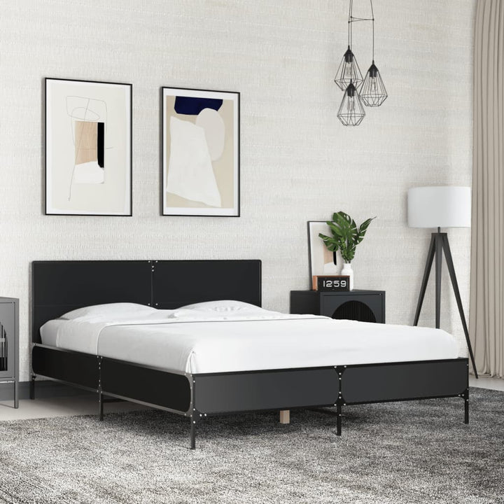 sengestel 120x200 cm konstrueret træ og metal sort