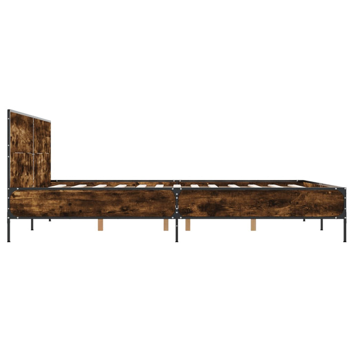 sengestel 120x200cm konstrueret træ og metal røget egetræsfarve