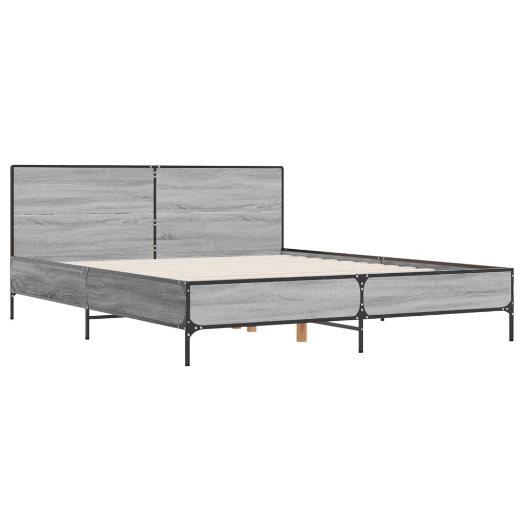 sengestel 120x200 cm konstrueret træ og metal grå sonoma-eg