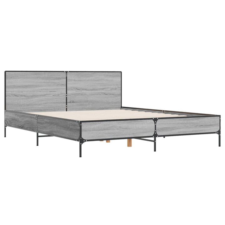 sengestel 120x200 cm konstrueret træ og metal grå sonoma-eg